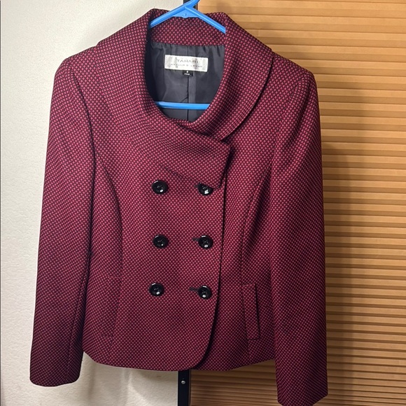 Tahari Jackets & Blazers - Tahari Maroon Double-Breasted Pea Coat Size 6